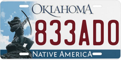 OK license plate 833ADO