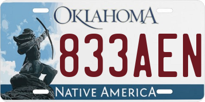 OK license plate 833AEN