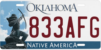 OK license plate 833AFG