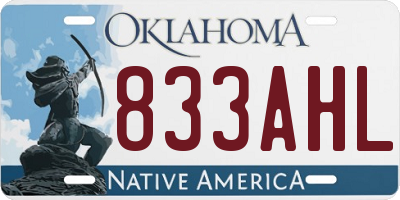 OK license plate 833AHL