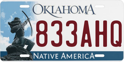 OK license plate 833AHQ