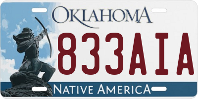OK license plate 833AIA