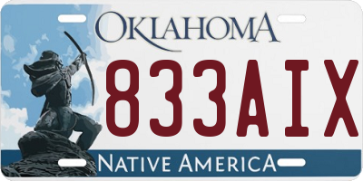 OK license plate 833AIX