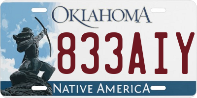 OK license plate 833AIY