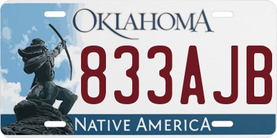 OK license plate 833AJB