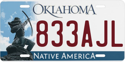 OK license plate 833AJL