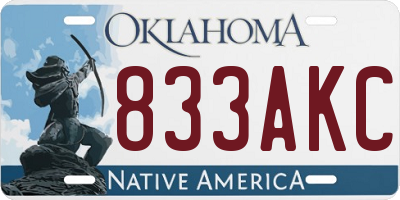 OK license plate 833AKC