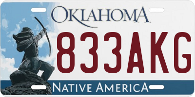 OK license plate 833AKG