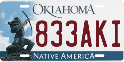 OK license plate 833AKI