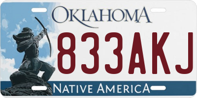 OK license plate 833AKJ