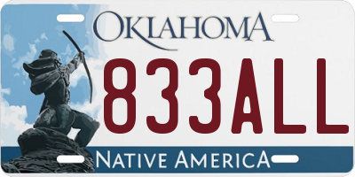 OK license plate 833ALL