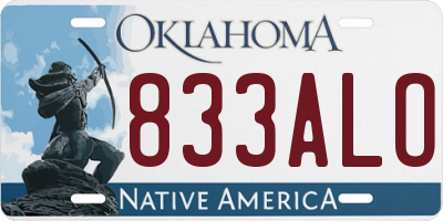 OK license plate 833ALO