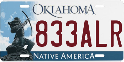 OK license plate 833ALR