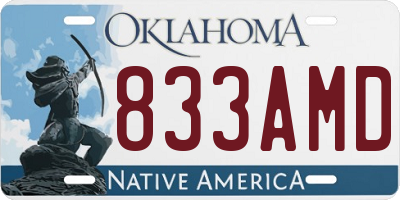 OK license plate 833AMD