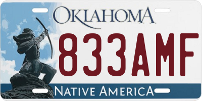 OK license plate 833AMF