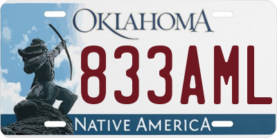 OK license plate 833AML