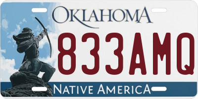 OK license plate 833AMQ