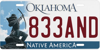 OK license plate 833AND