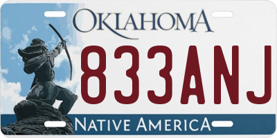 OK license plate 833ANJ