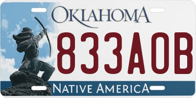OK license plate 833AOB