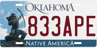OK license plate 833APE
