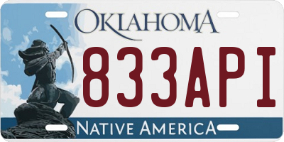 OK license plate 833API
