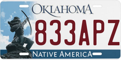 OK license plate 833APZ