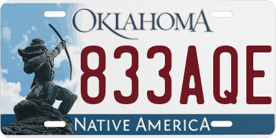 OK license plate 833AQE