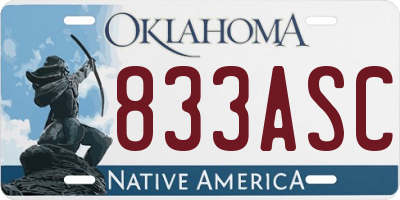 OK license plate 833ASC