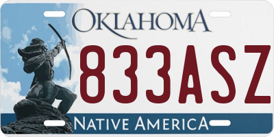 OK license plate 833ASZ