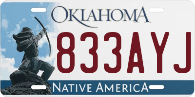 OK license plate 833AYJ