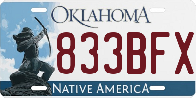 OK license plate 833BFX