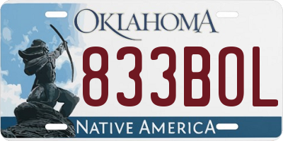 OK license plate 833BOL