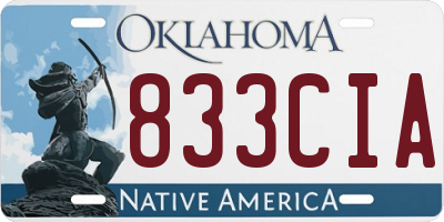 OK license plate 833CIA