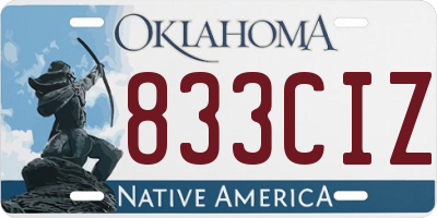 OK license plate 833CIZ
