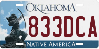 OK license plate 833DCA