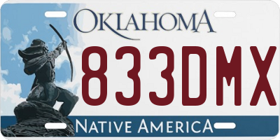 OK license plate 833DMX