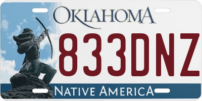 OK license plate 833DNZ