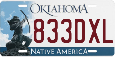 OK license plate 833DXL