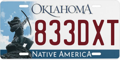 OK license plate 833DXT
