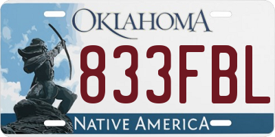 OK license plate 833FBL