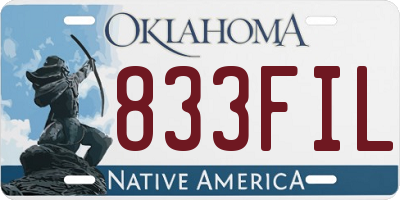 OK license plate 833FIL