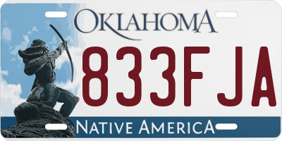 OK license plate 833FJA