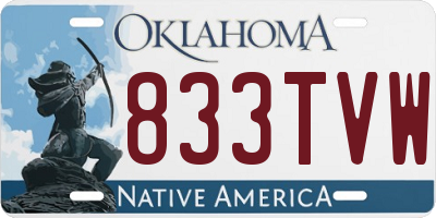 OK license plate 833TVW