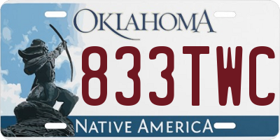 OK license plate 833TWC