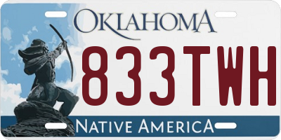 OK license plate 833TWH