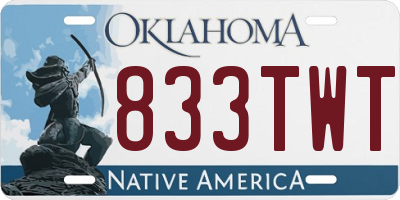 OK license plate 833TWT