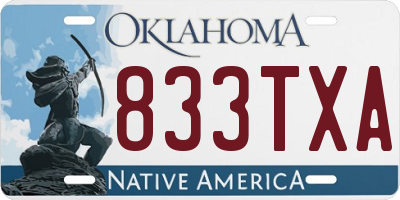 OK license plate 833TXA