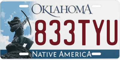 OK license plate 833TYU