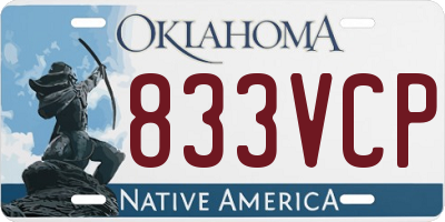 OK license plate 833VCP
